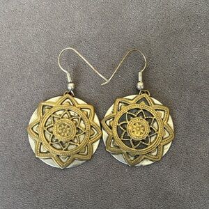 Gold and Silver Coloured Mandala Earrings